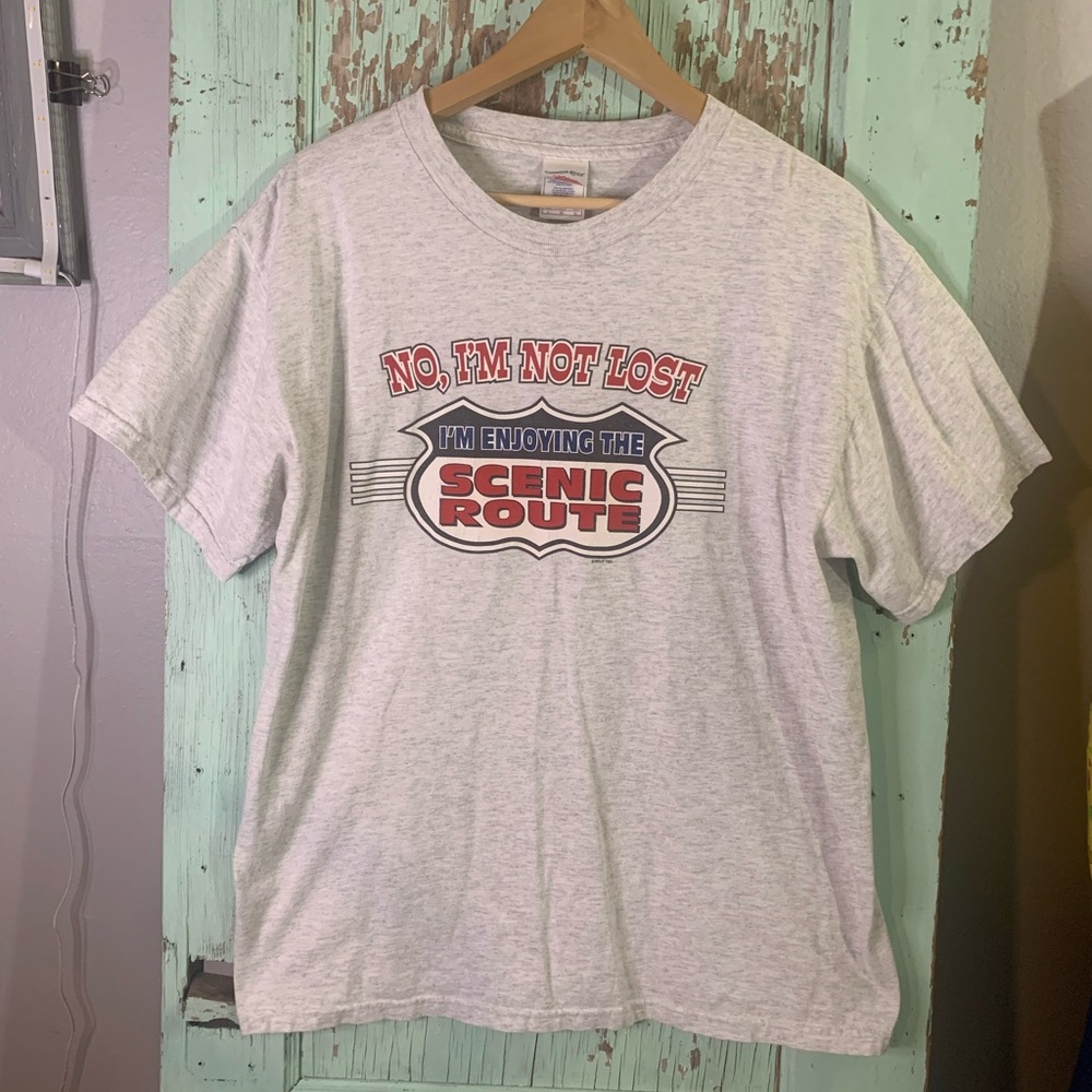 Men’s scenic route grey t-shirt